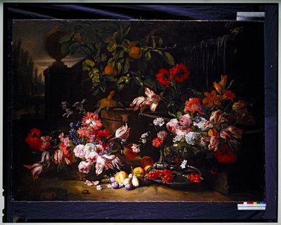 庭の花のある静物 作： Abraham Brueghel