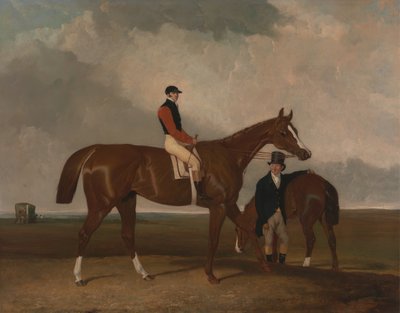 1836年から1837年にかけて、ジョン・デイが乗ったドンカスターでのエリスのバンがバックグラウンドにある. 作： Abraham Cooper