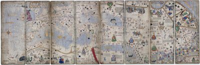 カタロニア語アトラスの4つのベラム葉、1375 作： Abraham Cresques