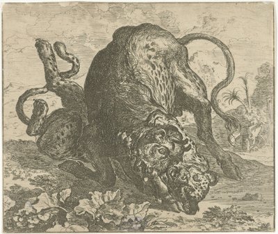 ヒョウと雄牛 いろいろな動物（シリーズタイトル） 作： Abraham Danielsz. Hondius