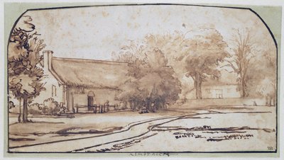 農民の家のある風景、1640年代（紙にペンと茶色のインク） 作： Abraham Furnerius