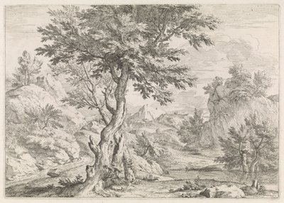 岩のある丘陵の風景 作： Abraham Genoels