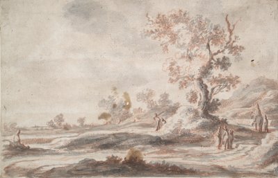 古木と人影のある風景 作： Abraham Genoels