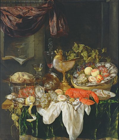 果物のある静物 作： Abraham Hendricksz van Beyeren
