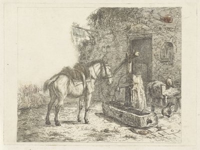 旅館の前の馬 作： Abraham Hendrik Winter