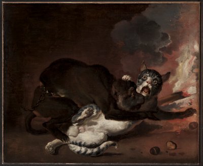 猿と猫 作： Abraham Hondius