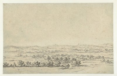 遠くに塔のある川の風景 作： Abraham Jansz Begeyn
