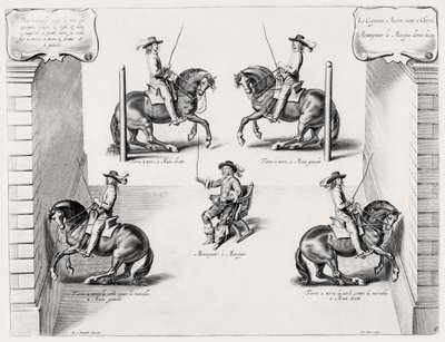 ピーター・クルーウェット（1629-70）、1658年に刻まれた乗馬マニュアルのイラスト 作： Abraham Jansz. van after Diepenbeeck