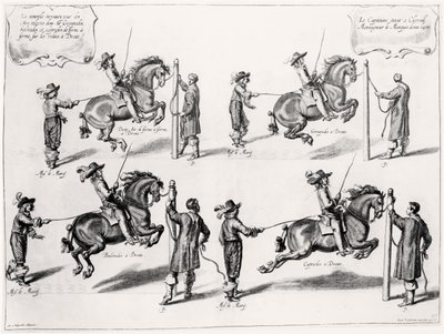 ピーター・クルーウェット（1629-70）、1658年に刻まれた乗馬マニュアルのイラスト 作： Abraham Jansz. van after Diepenbeeck