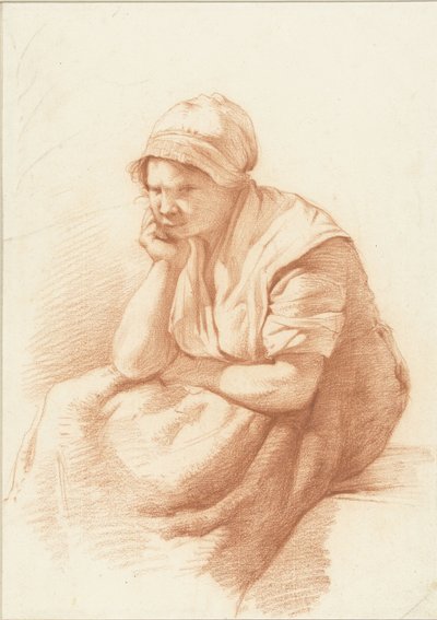 頭の下に腕を置いて座っている女性の習作 作： Abraham Johannes Ruytenschildt