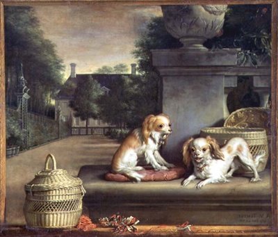 公園で2匹の犬 作： Abraham Lambertsz van den Tempel