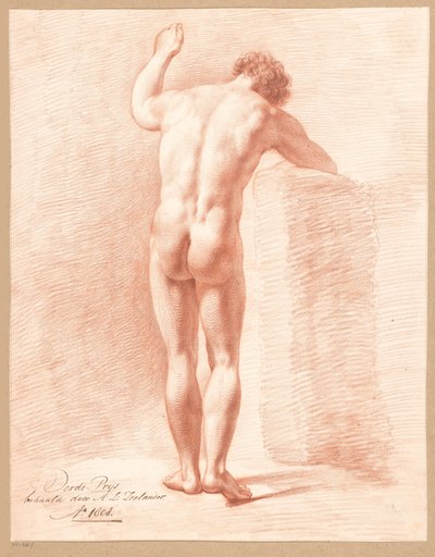 後ろから見た男性立裸体 (3等賞 1808年) 作： Abraham Lion Zeelander
