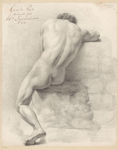 後ろから見た裸の男性の着席 (一等賞 1820) 作： Abraham Lion Zeelander