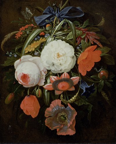 吊り花の静物 作： Abraham Mignon