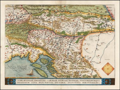 1574年、アブラハム・オルテリウスによる西バルカンの地図 作： Abraham Ortelius