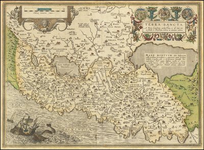 1584年地図 - ペトロ・ライクスタインが作成した聖地と、クリスティアノ・シュロットが作成した地図 作： Abraham Ortelius