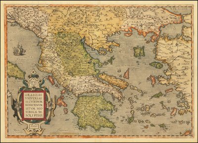 アブラハム・オルテリウスによる1584年のギリシャ地図 作： Abraham Ortelius