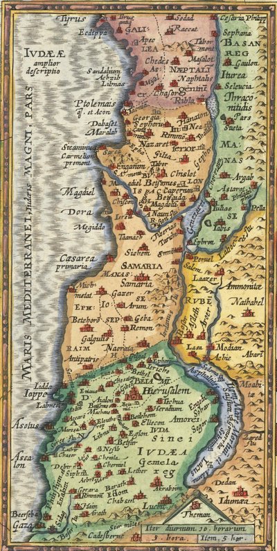 1624年、アブラハム・オルテリウスによる聖地詳細地図 作： Abraham Ortelius