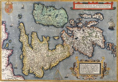 イギリスの地図、1587 作： Abraham Ortelius