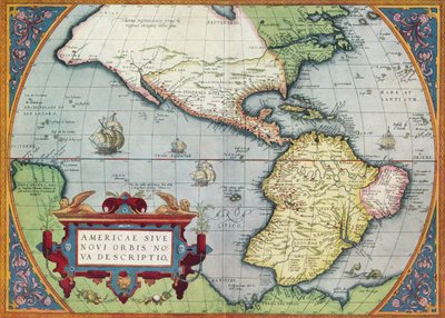アメリカ、または新世界：アブラハムオルテリウスによる「Theatrum Orbis Terrarum」から、1570、1570、19 作： Abraham Ortelius