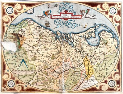 フランス（地方：ベルギー、オランダ、ドイツ（ニーダーザクセン州、ノルトライン＝ヴェストファーレン州、ラインラント＝プファルツ州、ザールラント州）、ルクセンブルク 作： Abraham Ortelius