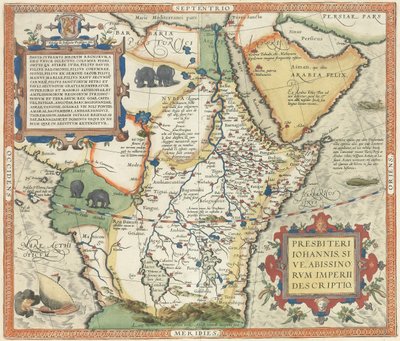 アフリカとアラビア半島の地図、 作： Abraham Ortelius