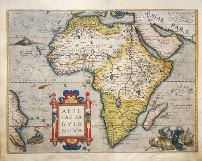 アブラハム・オルテリウスの「Theatrum Orbis Terrarum」からアフリカの地図。 作： Abraham Ortelius