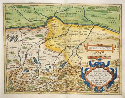 エイブラハム・オルテリウスの「Theatrum Orbis Terrarum」によるドイツ・バイエルン州の地図。 作： Abraham Ortelius