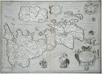 イギリスとアイルランドの地図 作： Abraham Ortelius