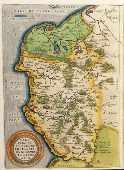 アブラハム・オルテリウスの『Theatrum Orbis Terrarum』からのカレー地域の地図 作： Abraham Ortelius
