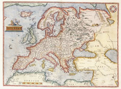 ヨーロッパの地図、1587 作： Abraham Ortelius