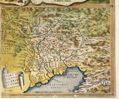 アブラハム・オルテリウスの『Theatrum Orbis Terrarum』によるフリウリ・ヴェネツィア・ジュリア地方の地図。 作： Abraham Ortelius