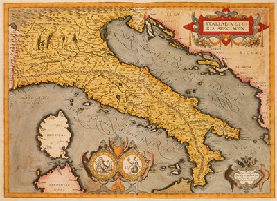 アブラハム・オルテリウスによるイタリアの地図 作： Abraham Ortelius