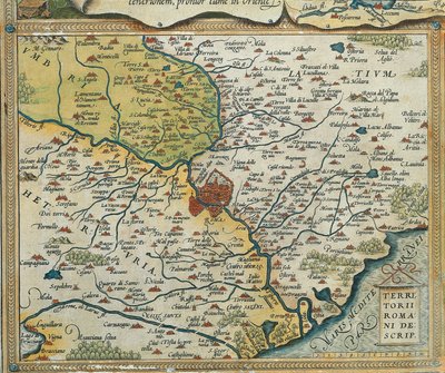 アブラハム・オルテリウスの『Theatrum Orbis Terrarum』によるラツィオ地方の地図。 作： Abraham Ortelius
