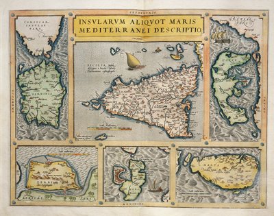 地中海の島々の地図 作： Abraham Ortelius