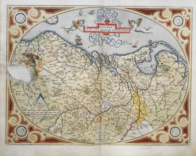アブラハム・オルテリウスの『Theatrum Orbis Terrarum』からのオランダの地図。 作： Abraham Ortelius