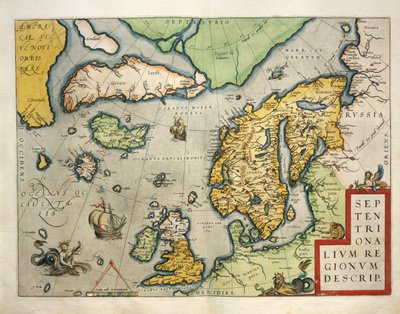 アブラハム・オルテリウスの「Theatrum Orbis Terrarum」からの北ヨーロッパの地図 作： Abraham Ortelius
