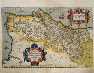 アブラハム・オルテリウスの「Theatrum Orbis Terrarum」によるポルトガルの地図。 作： Abraham Ortelius