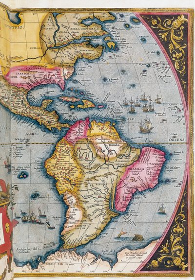 アブラハム・オルテリウスによる南アメリカの地図 作： Abraham Ortelius