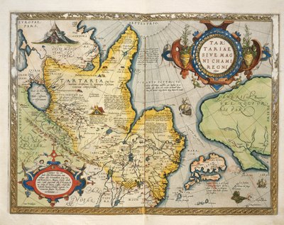 アブラハム・オルテリウスの『Theatrum Orbis Terrarum』からの北アジア・中央アジアのタルタルの地図 作： Abraham Ortelius