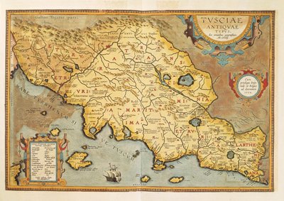 アブラハム・オルテリウスの「Theatrum Orbis Terrarum」からのトスカーナの地図 作： Abraham Ortelius