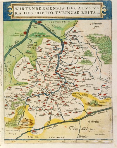 アブラハム・オルテリウスの『Theatrum Orbis Terrarum』からのヴュルテンベルク州の地図 作： Abraham Ortelius