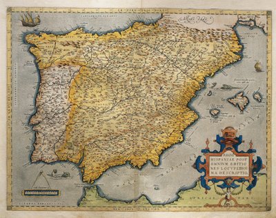 イベリア半島の地図（アブラハム・オルテリウスの『Theatrum Orbis Terrarum』より 作： Abraham Ortelius