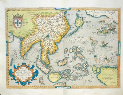 アブラハム・オルテリウスの『Theatrum Orbis Terrarum』からのインド諸島の地図 作： Abraham Ortelius