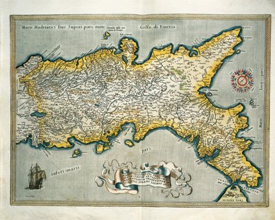 アブラハム・オルテリウスの『Theatrum Orbis Terrarum』からのイタリア・ナポリ王国の地図。 作： Abraham Ortelius