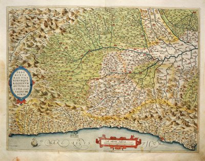 アブラハム・オルテリウスの『Theatrum Orbis Terrarum』によるイタリア・ピエモンテ州の地図。 作： Abraham Ortelius