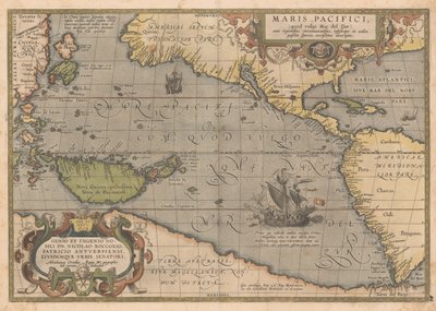 演劇界の海太平洋、1595 作： Abraham Ortelius
