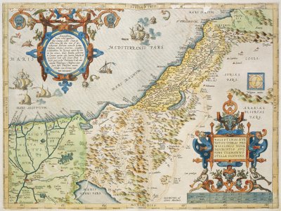 アブラハム・オルテリオ作「パレスチナ」、アントワープの「Theatrum Orbis Terrarum」から、プレート 作： Abraham Ortelius