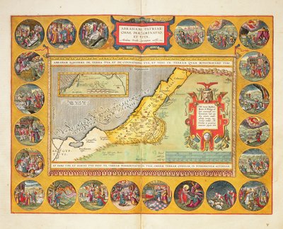 アブラハムのPeregrinations、「Theatrum Orbis Terrarum」、1603年（色付き彫刻） 作： Abraham Ortelius