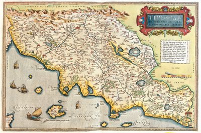 イタリア、トスカーナ州、エミリア・ロマーニャ州西部南部、ウンブリア州、ラツィオ州北部 作： Abraham Ortelius